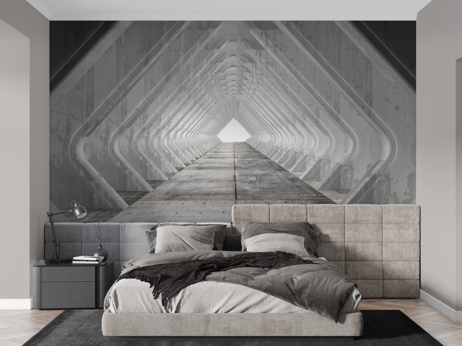 Fototapeta nekonečná šedá chodba