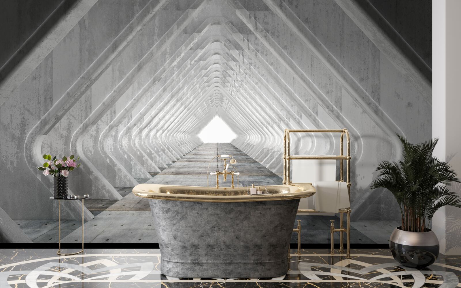 Fototapeta nekonečná šedá chodba