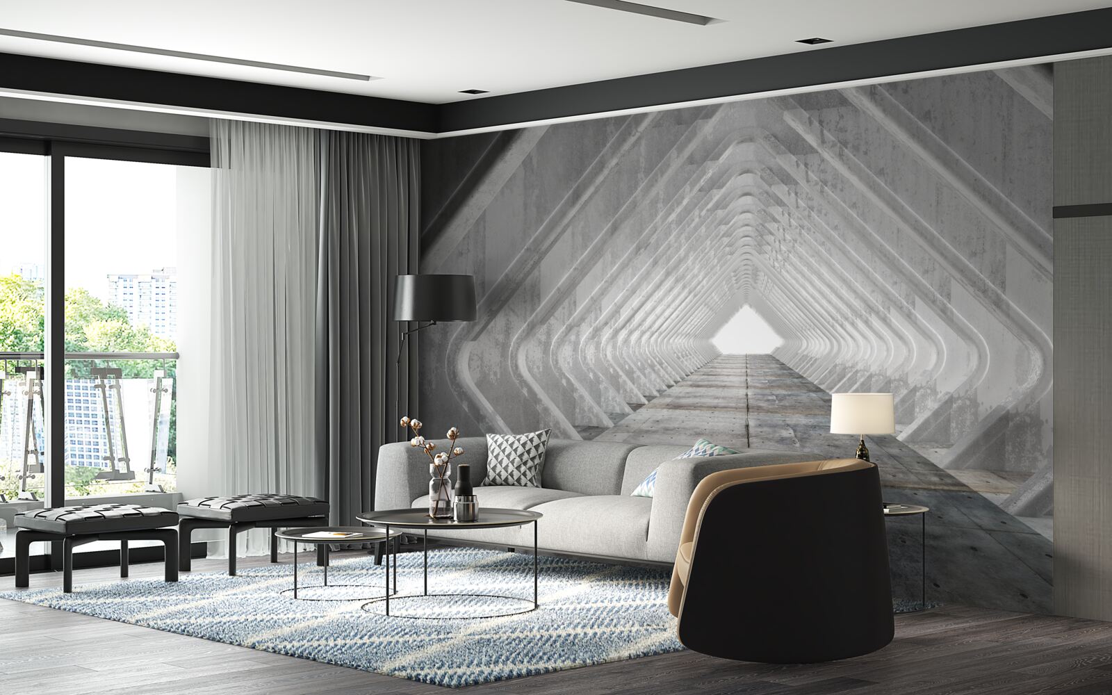 Fototapeta nekonečná šedá chodba