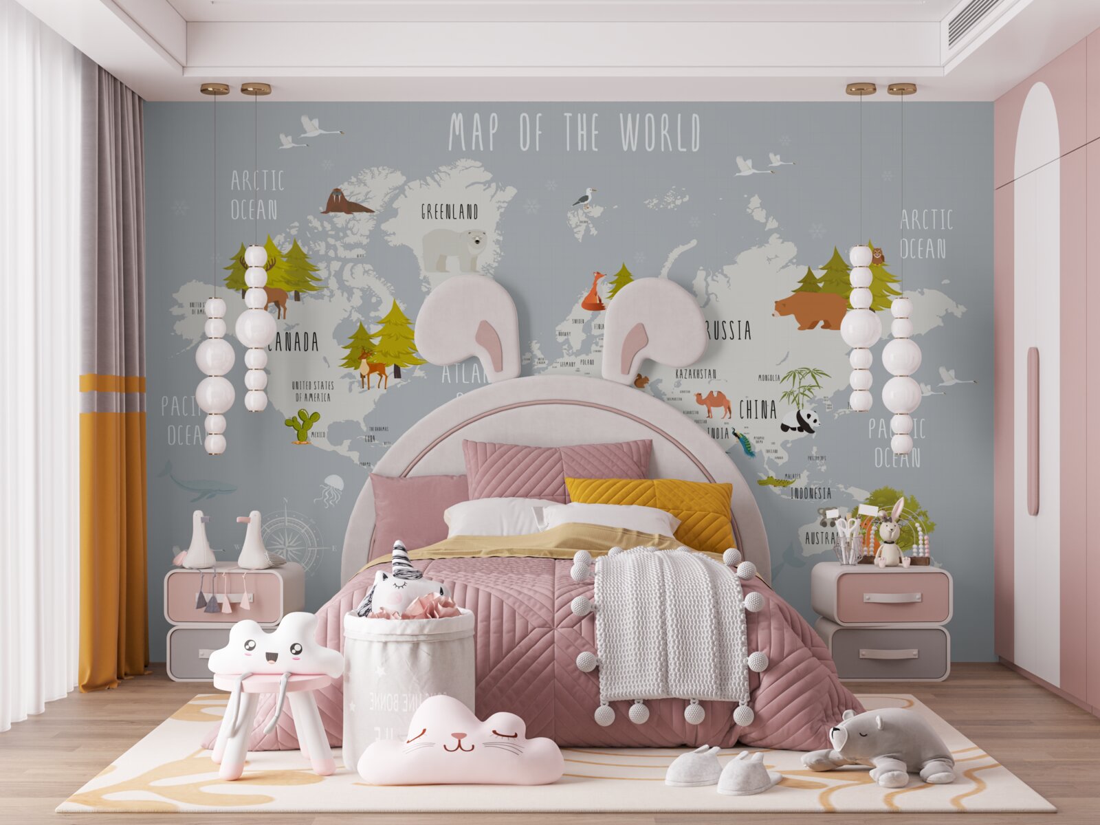 Fototapeta zástupcovia fauny a flóry na zemskej mape