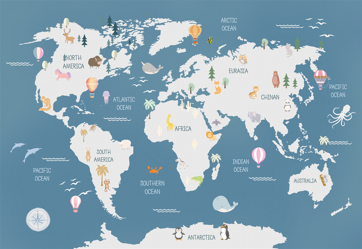 Fototapeta mapa sveta v minimalistickom štýle