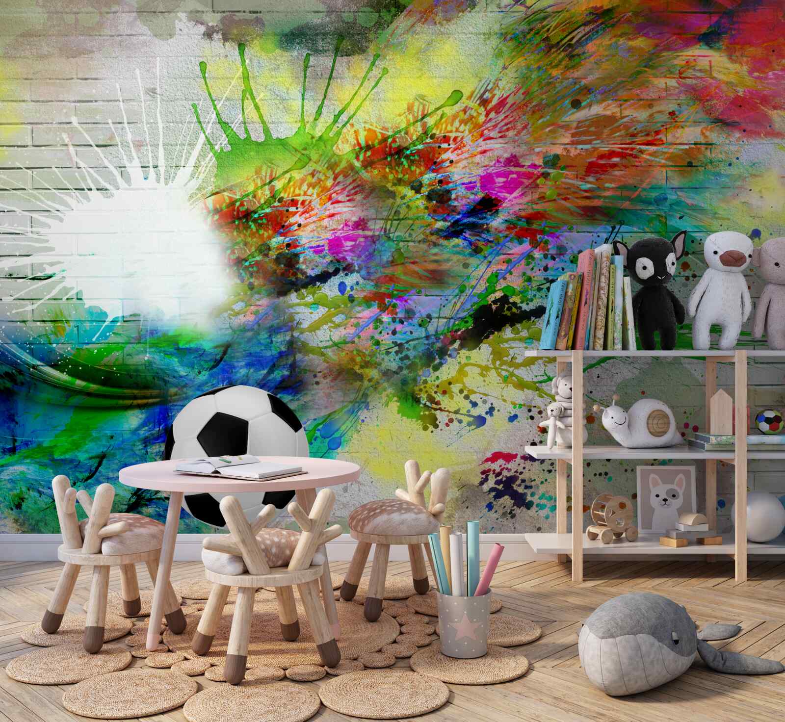 Fototapeta futbal na vonkajšej strane svetelnej steny