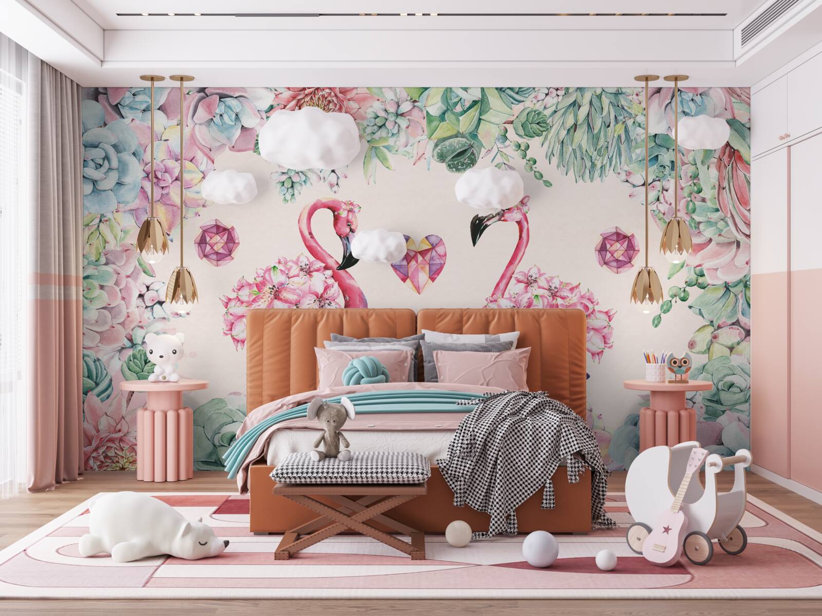 Fototapeta dva ružové plazmaniaky medzi zeleňami a kvetmi