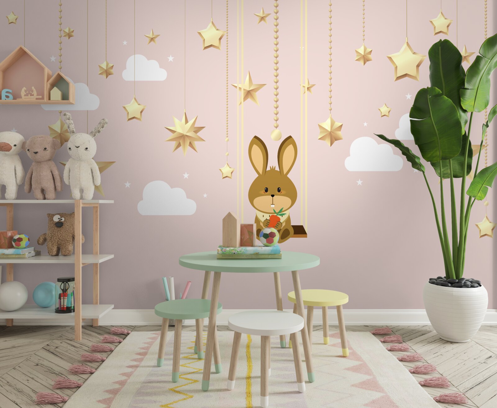 Fototapeta zajačik sa hojdá na hojdačke s mrkvou