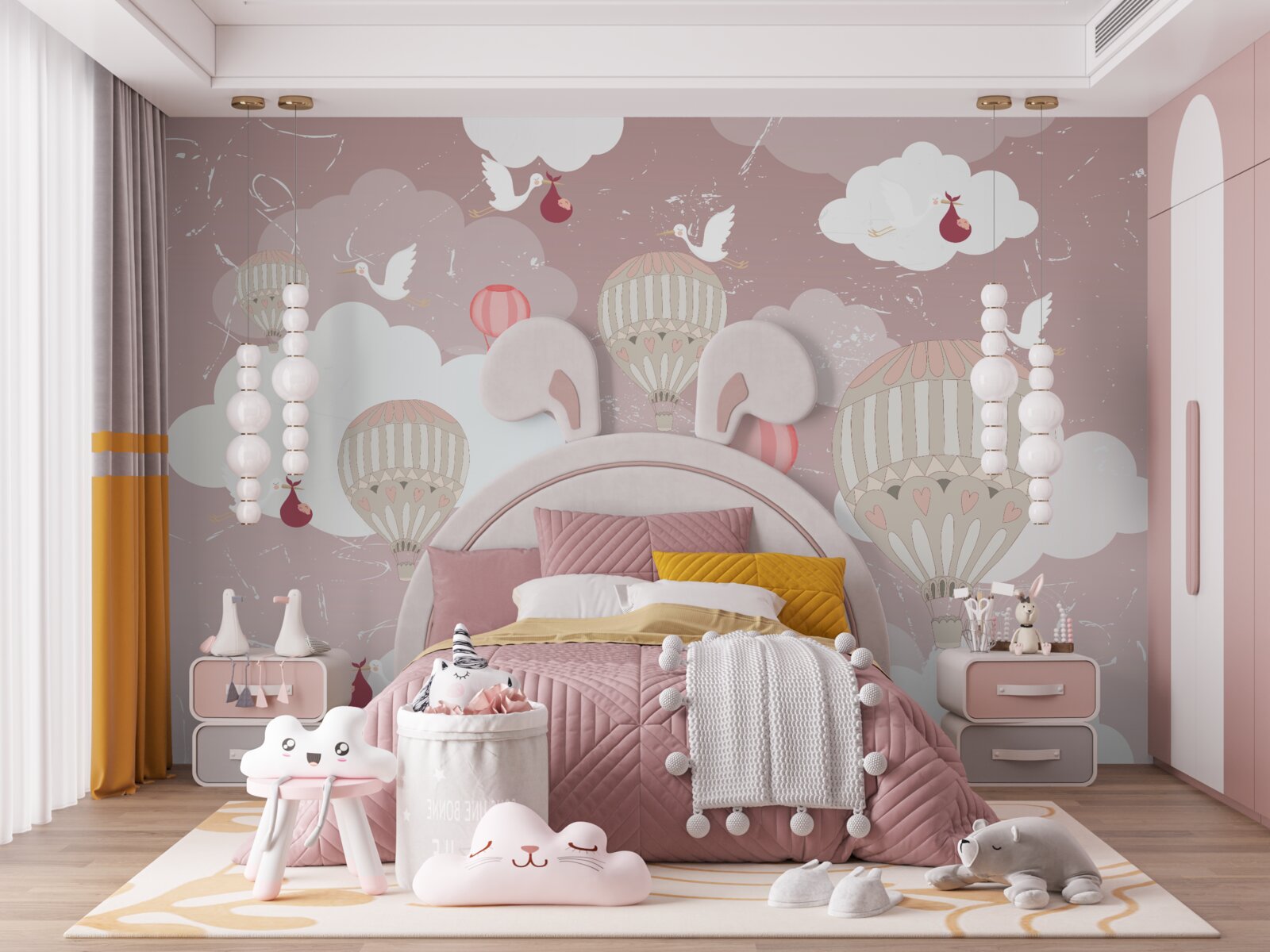 Fototapeta medzi balóniky prinášajú bociany magnetická