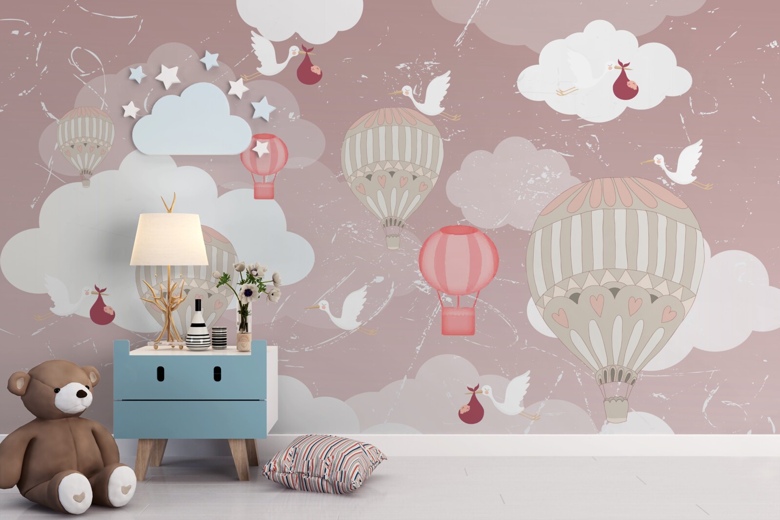 Fototapeta medzi balóniky prinášajú bociany magnetická