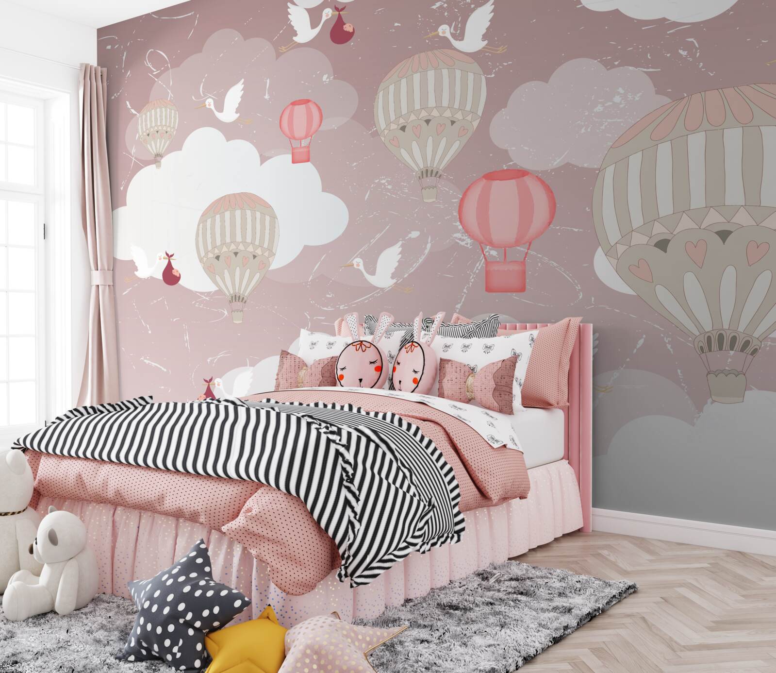 Fototapeta medzi balóniky prinášajú bociany magnetická