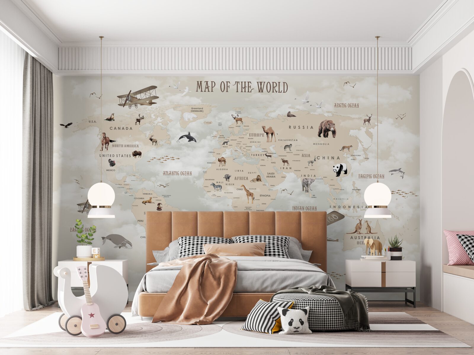 Fototapeta mapa sveta v odtieňoch hnedej