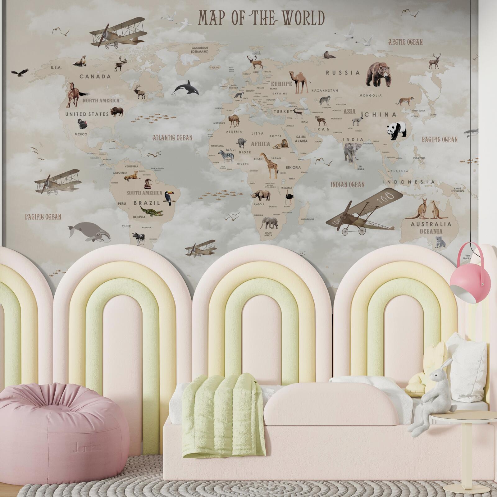 Fototapeta mapa sveta v odtieňoch hnedej