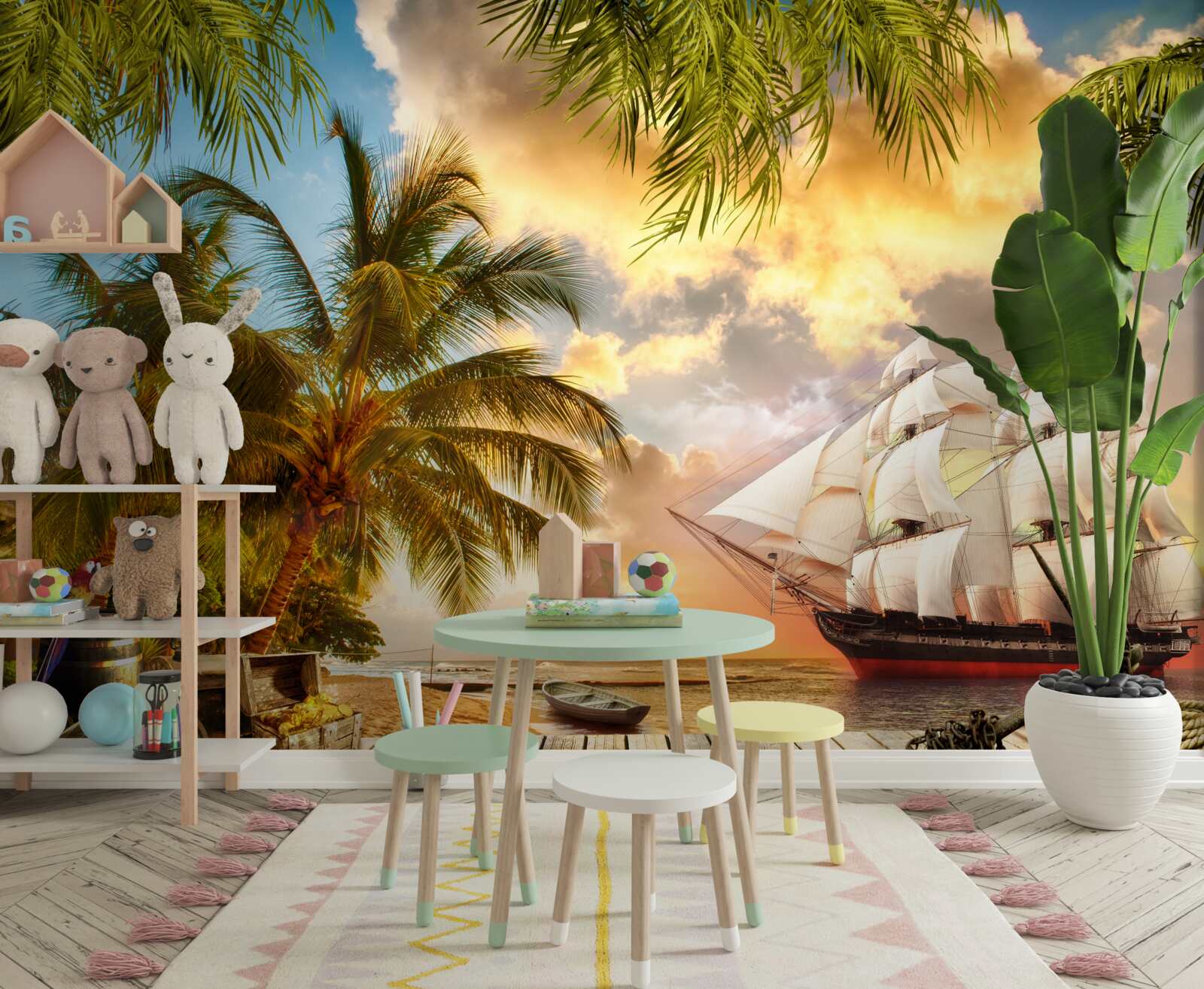 Fototapeta loď sa blíži k pobrežiu