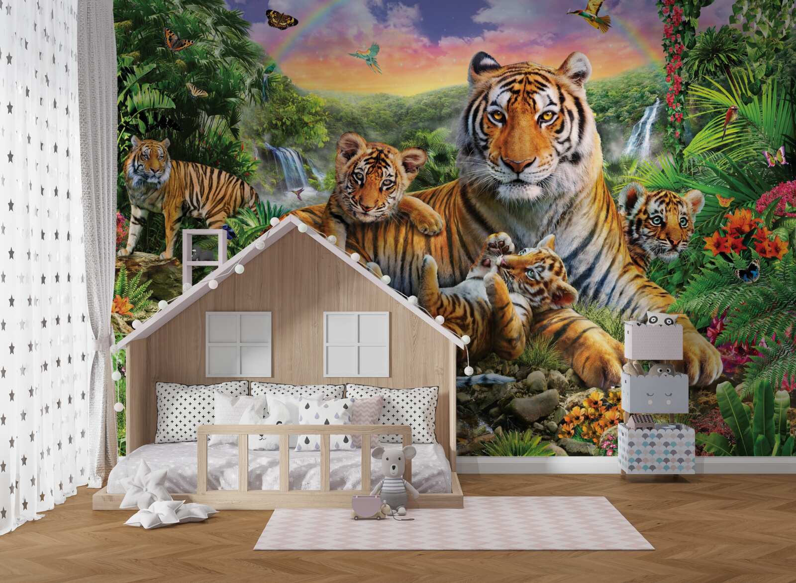 Fototapeta Matka a mladý tigre odpočívajú v džungli