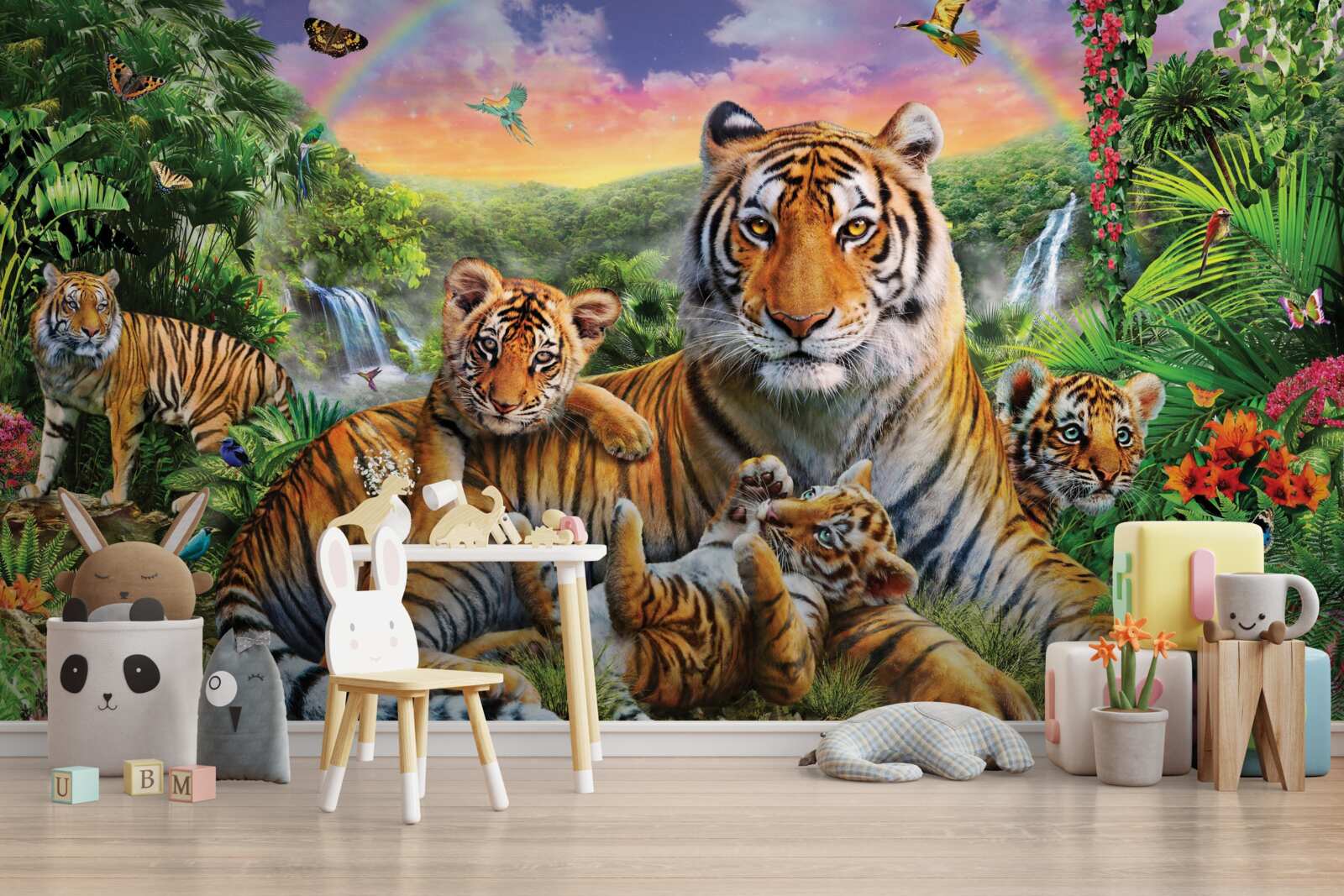 Fototapeta Matka a mladý tigre odpočívajú v džungli