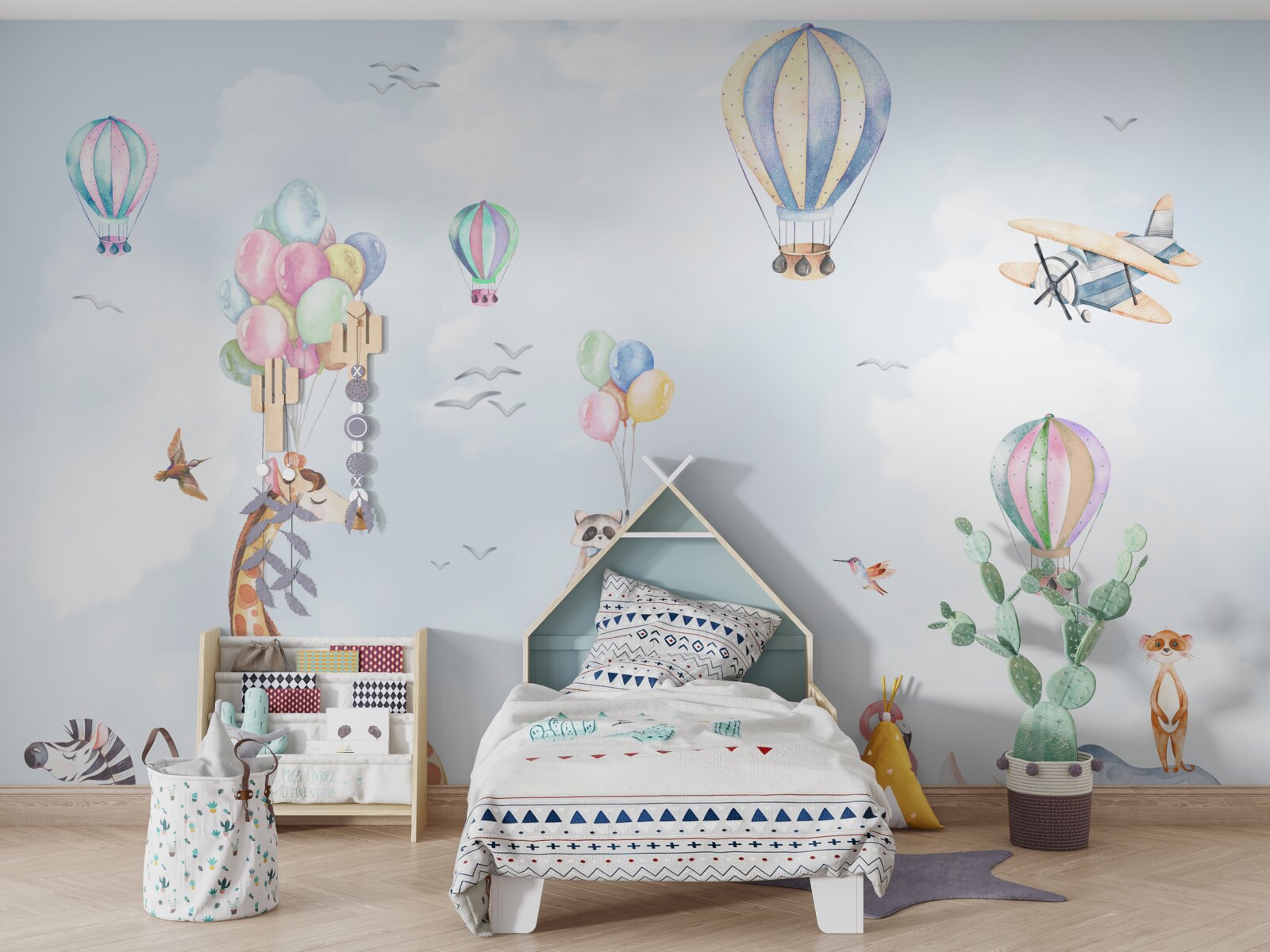 Fototapeta zvieratá chodia medzi balónmi