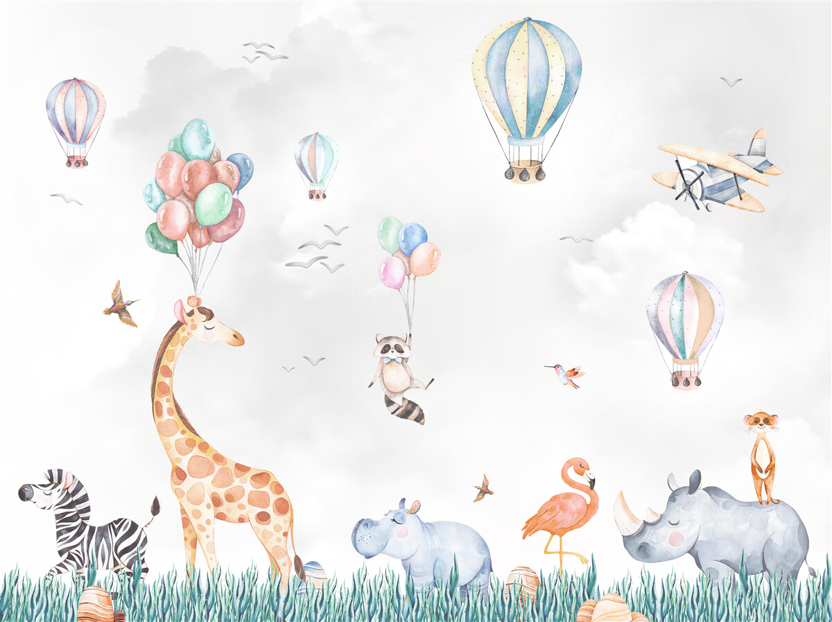 Fototapeta balóny a balóny lietajú vyššie ako zvieratá