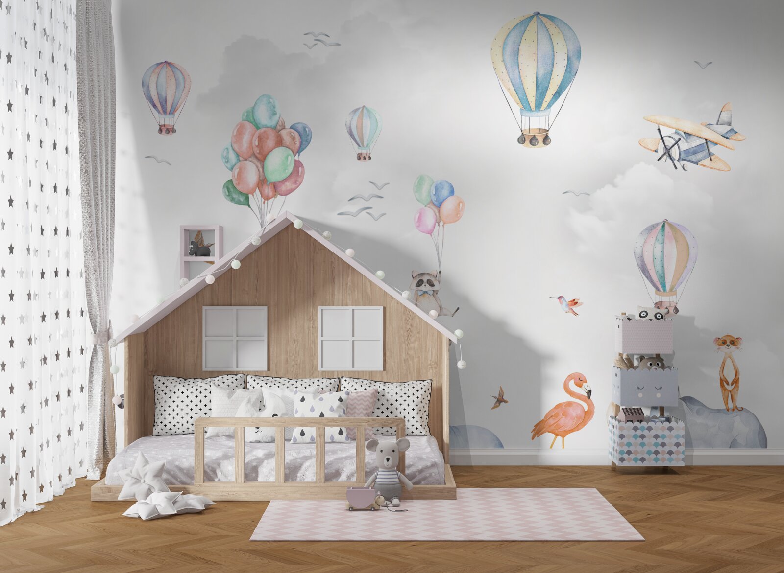 Fototapeta balóny a balóny lietajú vyššie ako zvieratá