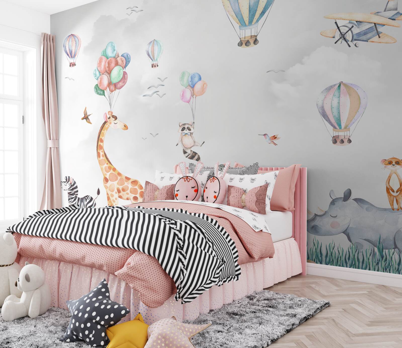 Fototapeta balóny a balóny lietajú vyššie ako zvieratá