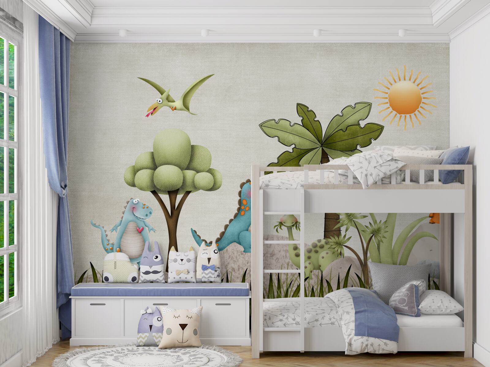 Fototapeta zelený háj s dinosaurami