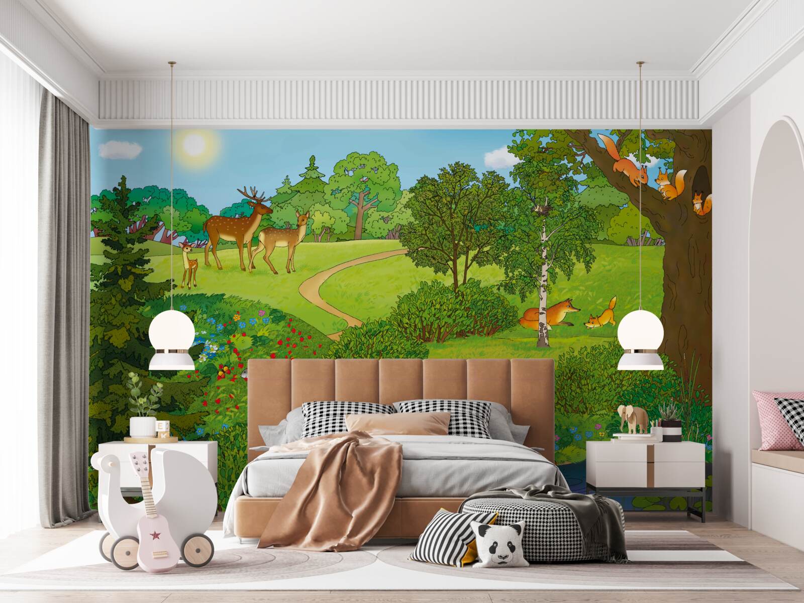 Fototapeta zvieratá chodia po lesnej čistinke