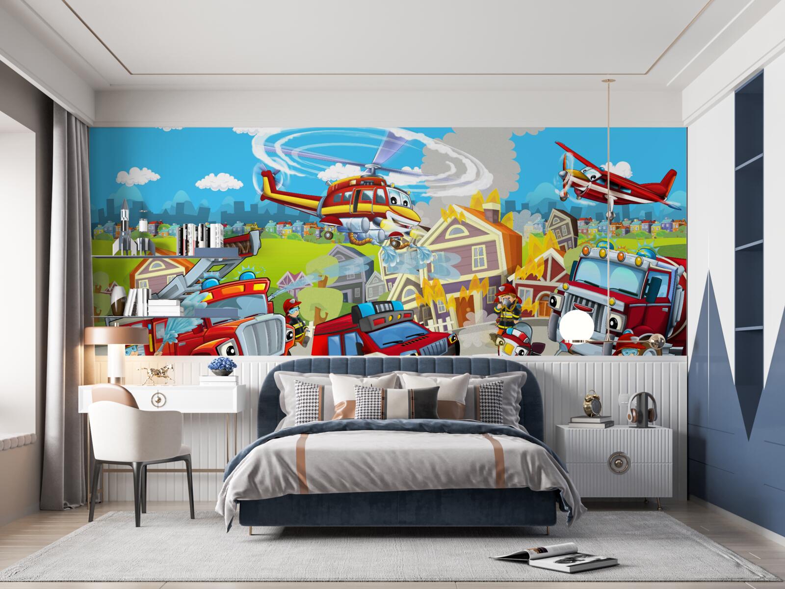 Fototapeta hasiči a rôzni priatelia dopravy