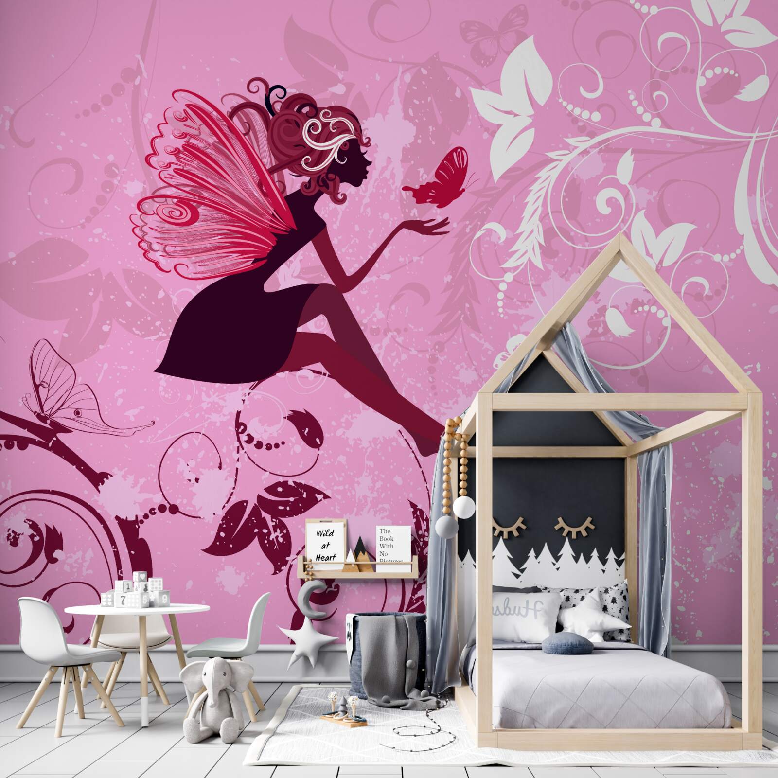 Fototapeta dievča sedelo na konári rastliny