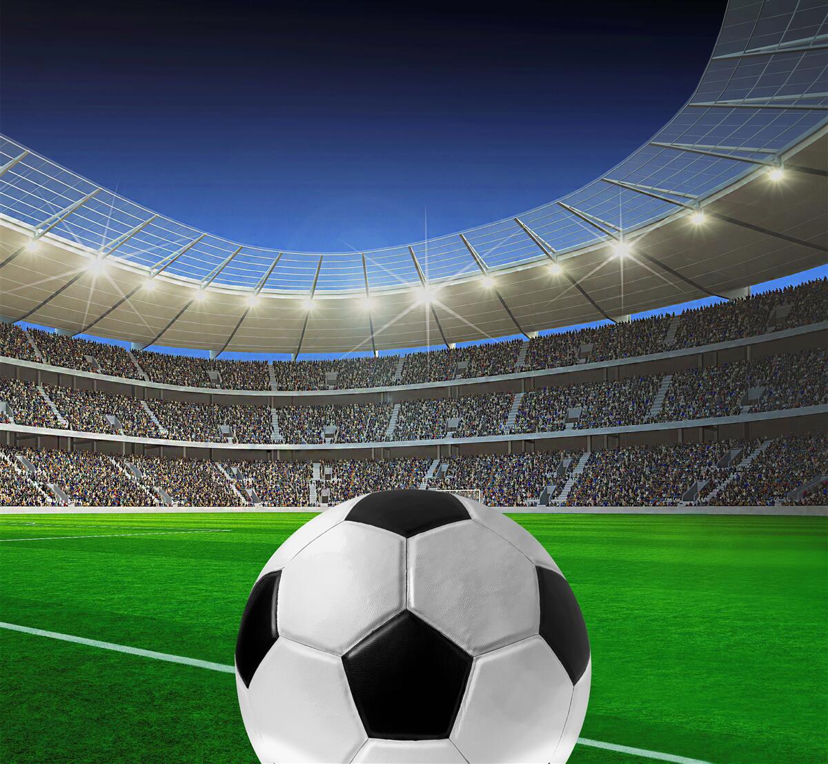 Fototapeta V aréne je futbalové ihrisko s loptou