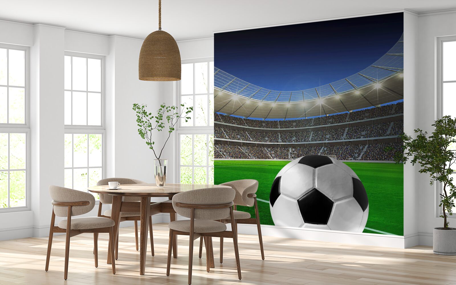 Fototapeta V aréne je futbalové ihrisko s loptou