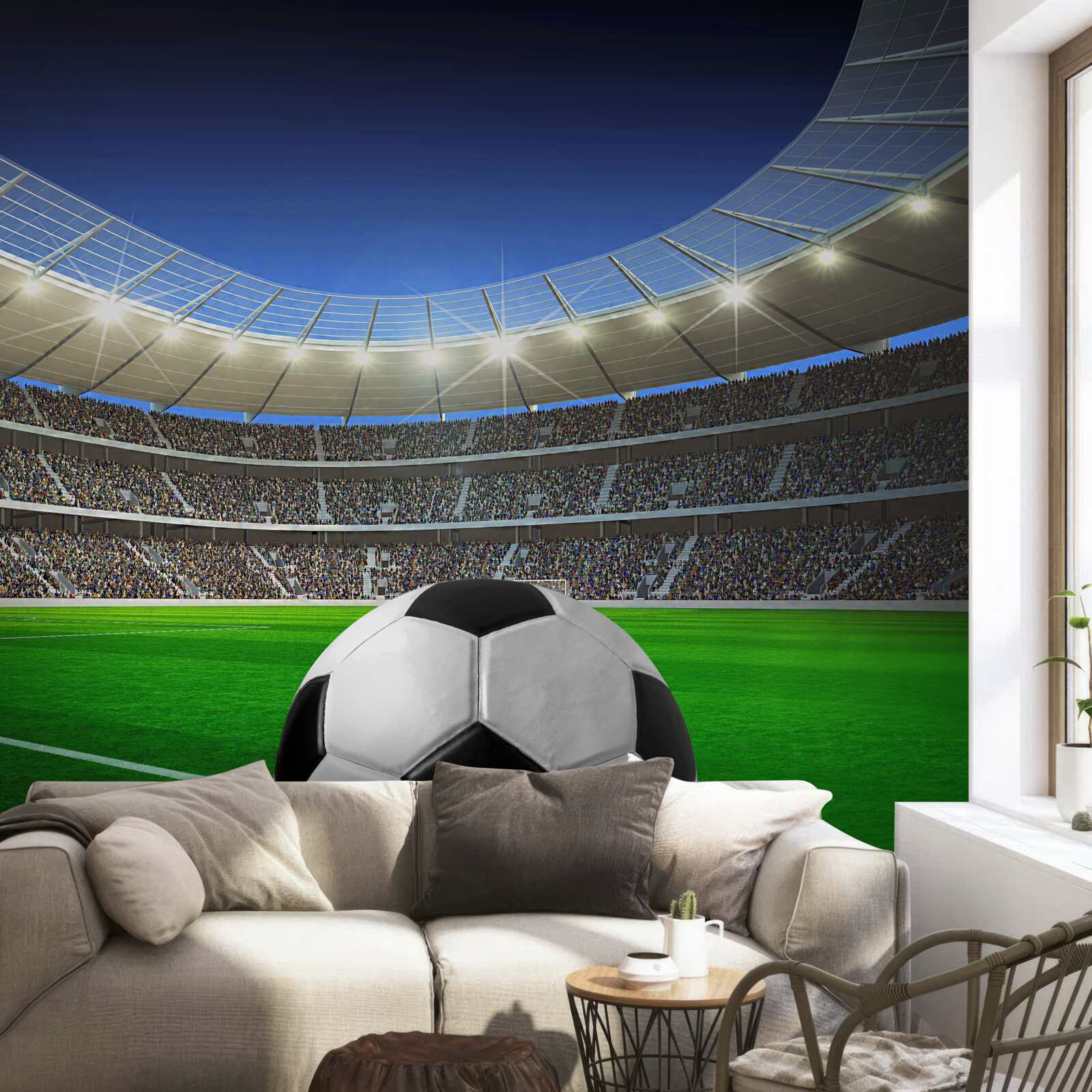 Fototapeta V aréne je futbalové ihrisko s loptou