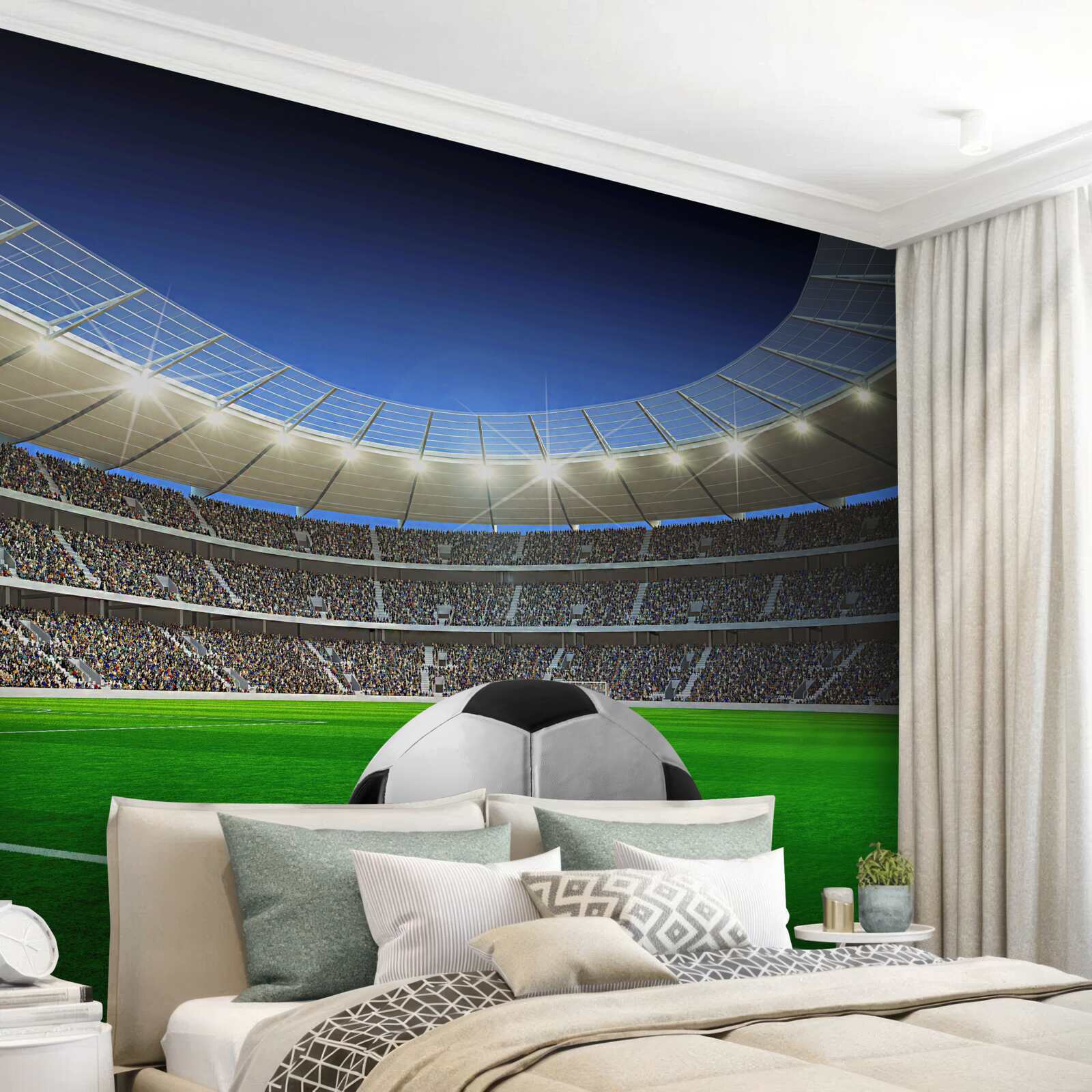 Fototapeta V aréne je futbalové ihrisko s loptou