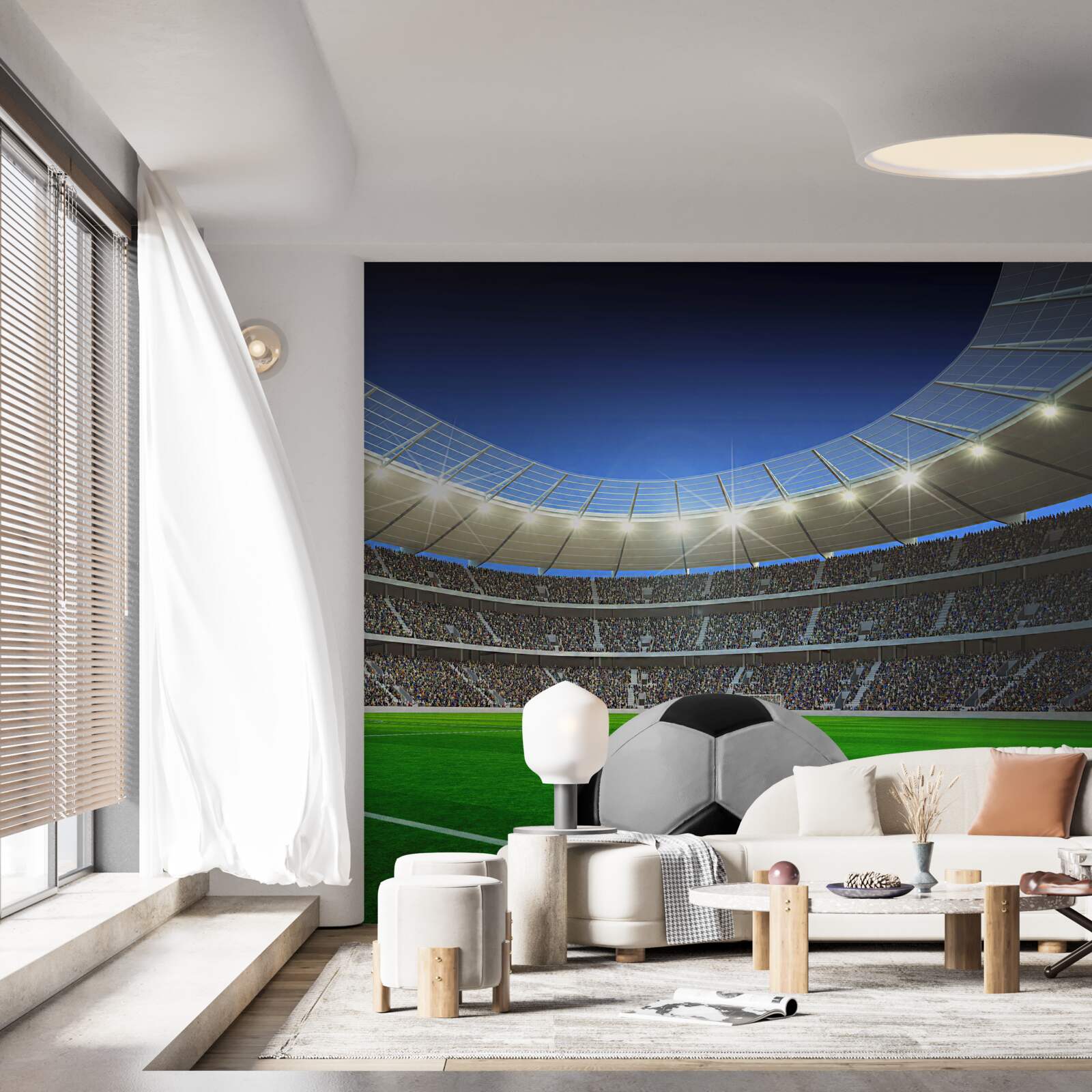 Fototapeta V aréne je futbalové ihrisko s loptou