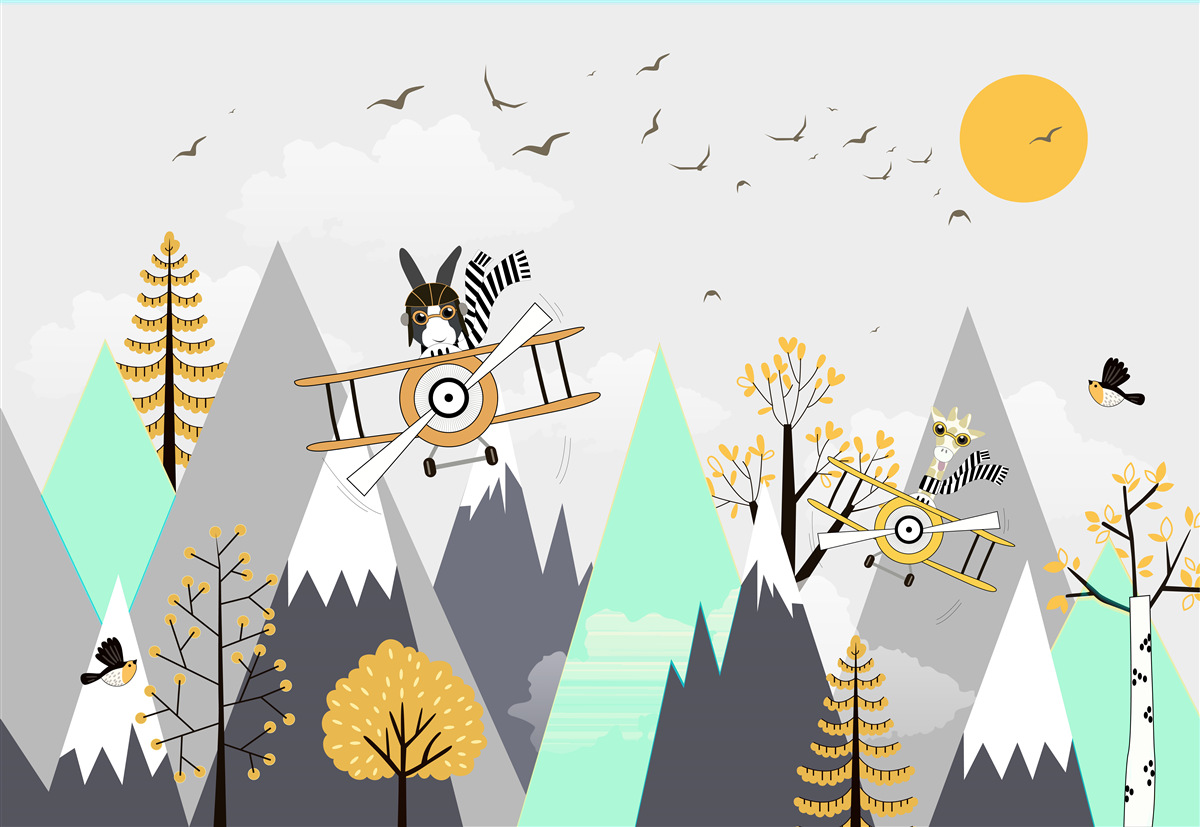 Fototapeta zvieratá krúžia nad horami