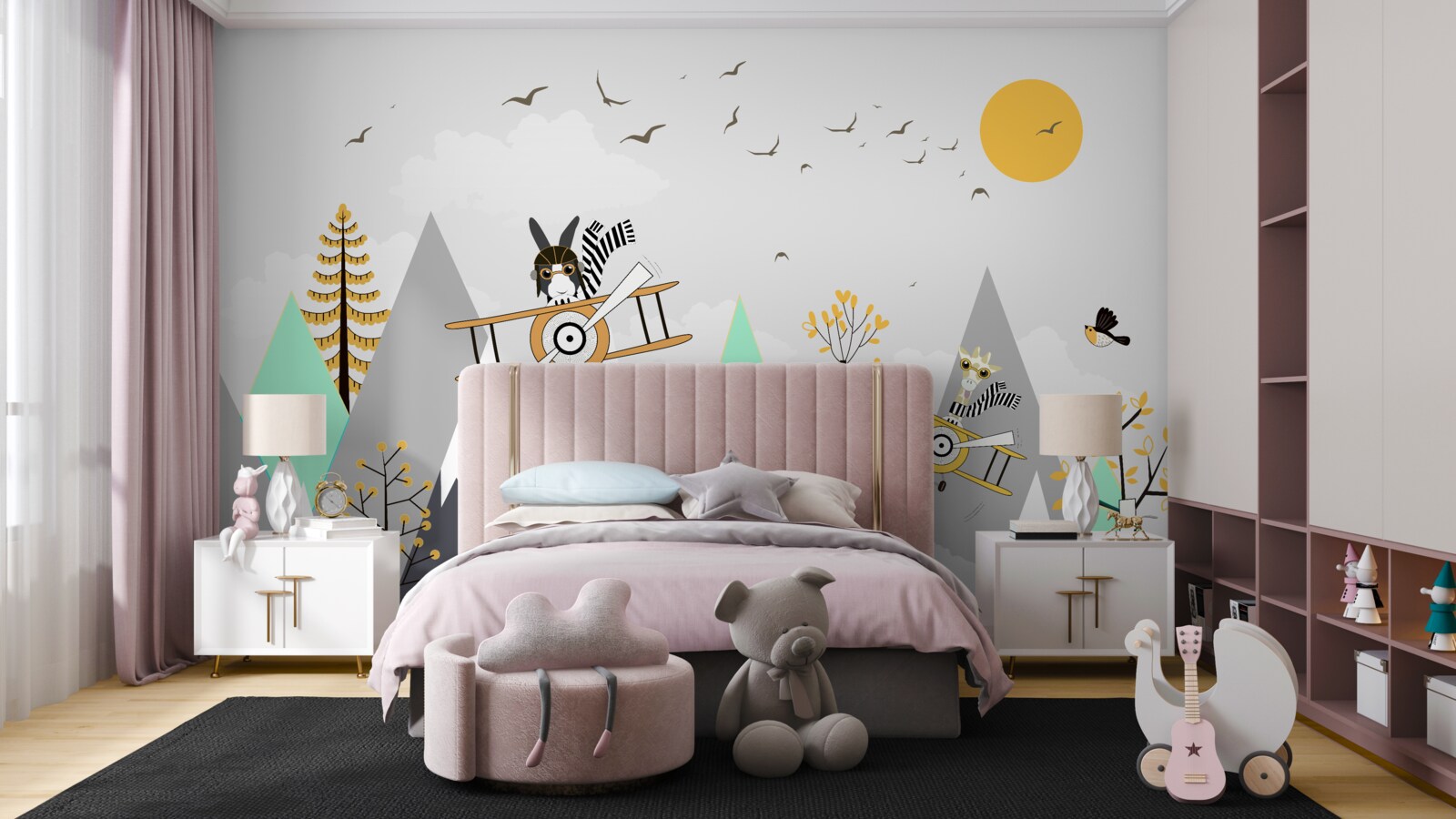 Fototapeta zvieratá krúžia nad horami