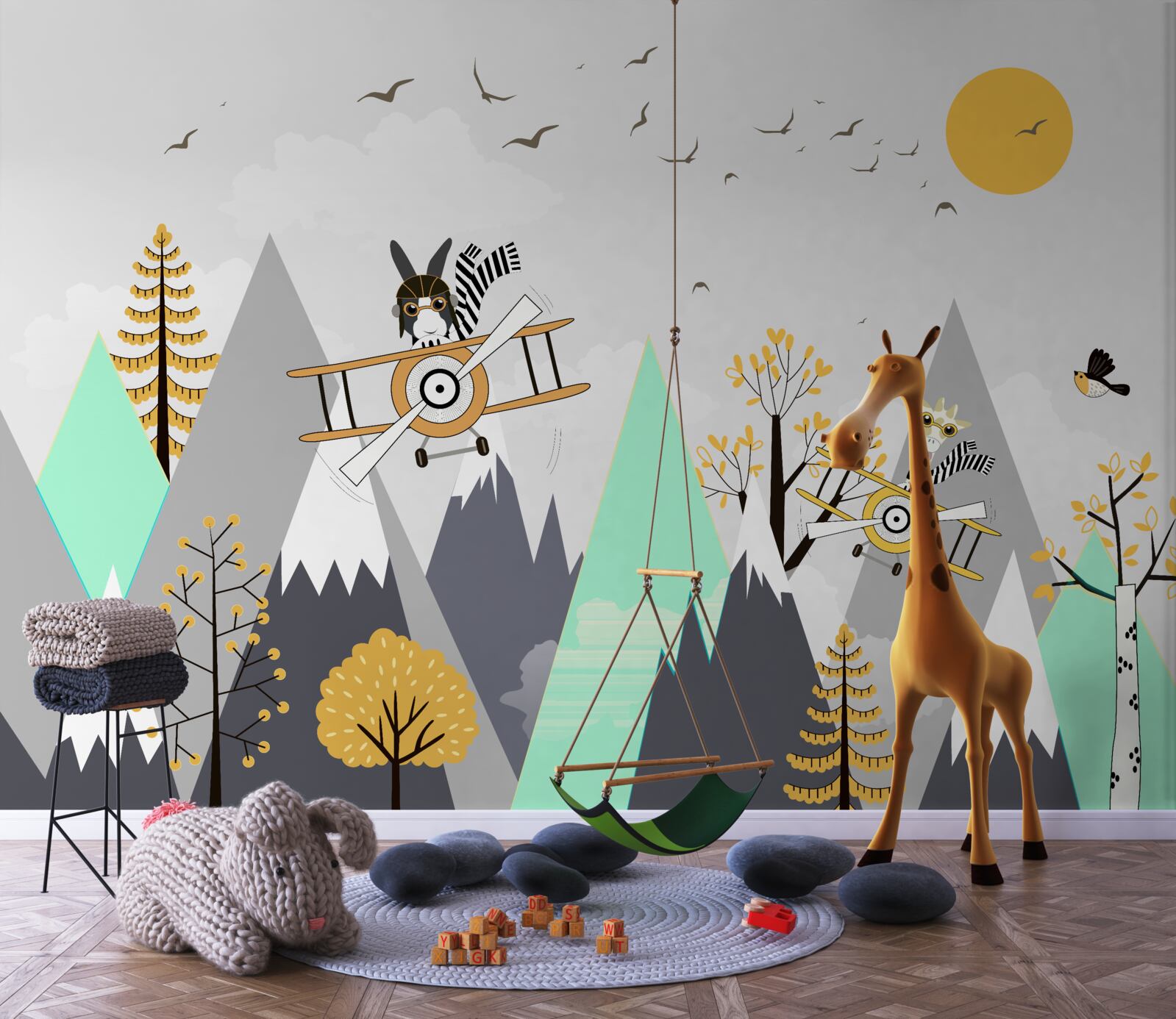 Fototapeta zvieratá krúžia nad horami