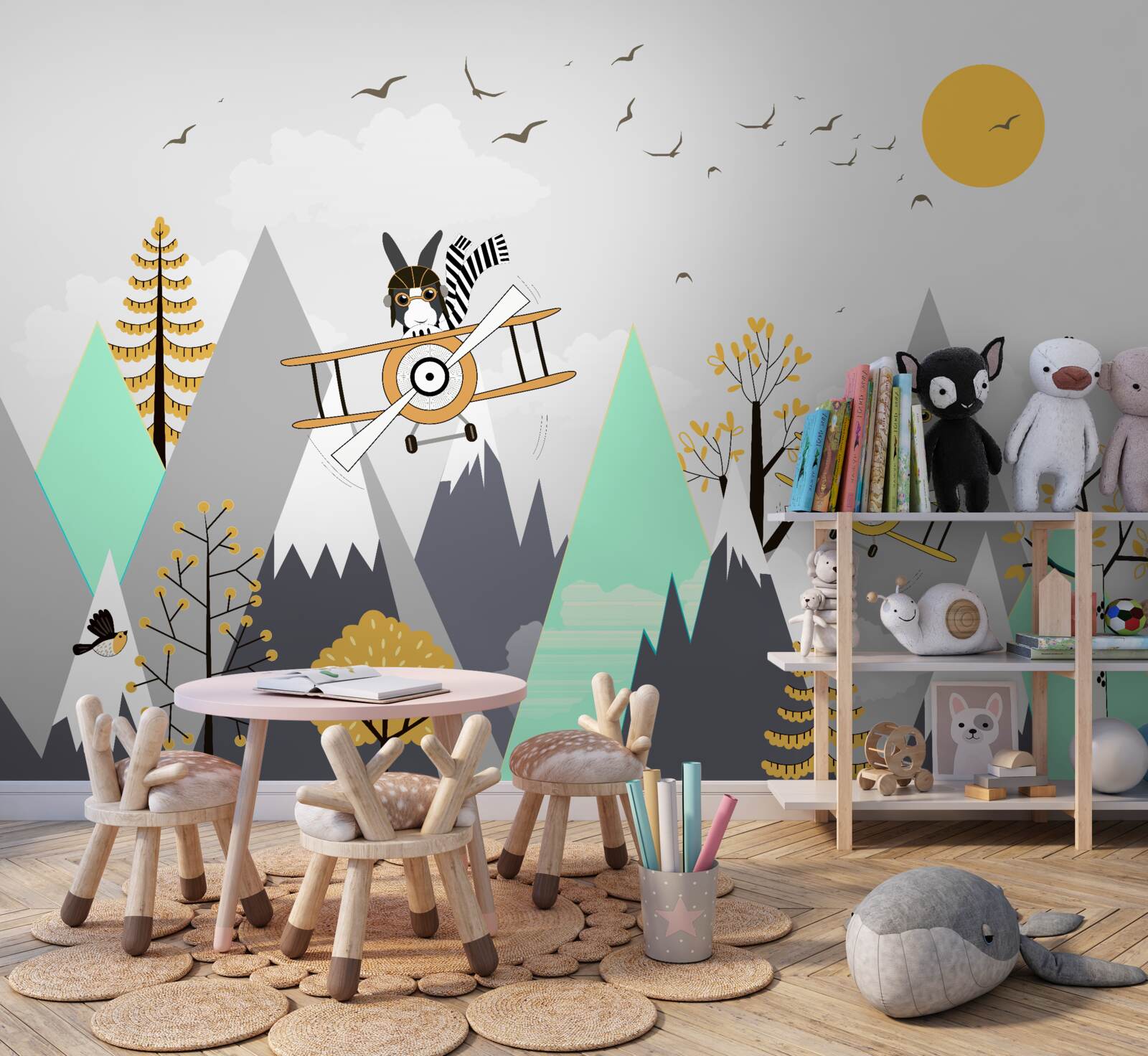 Fototapeta zvieratá krúžia nad horami