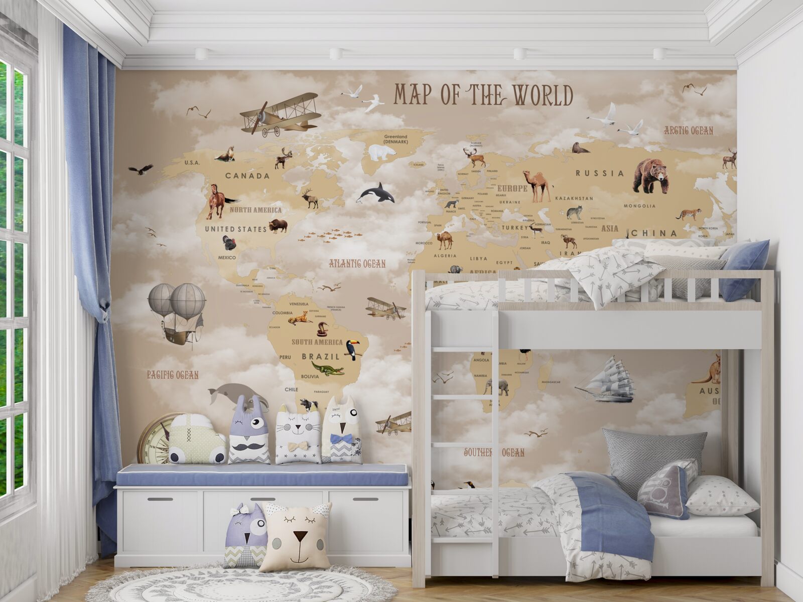 Fototapeta mapa sveta v odtieňoch hnedej