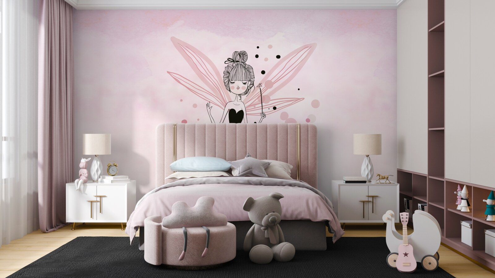 Fototapeta veštec na ružovom pozadí