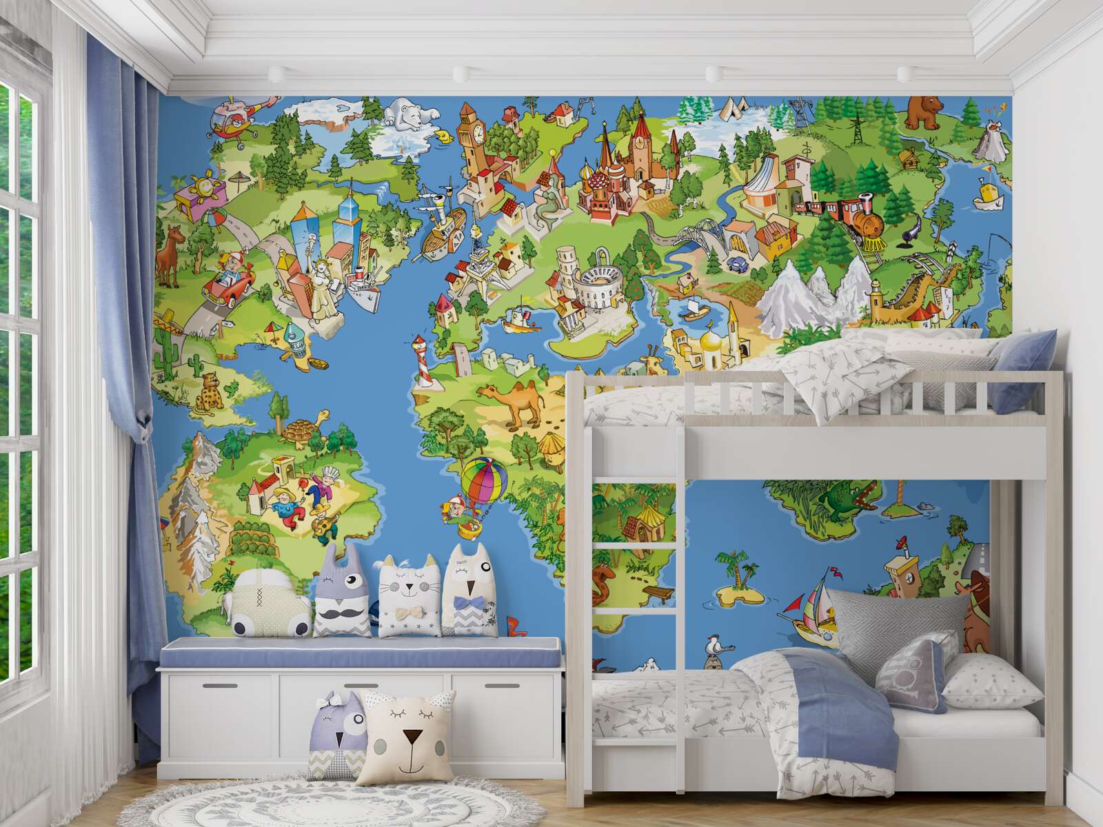 Fototapeta mapa sveta s podrobnosťami pre deti