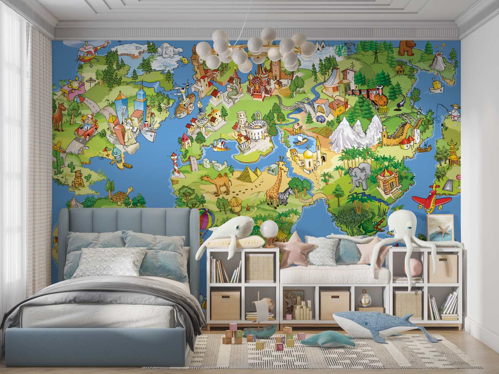 Fototapeta mapa sveta s podrobnosťami pre deti