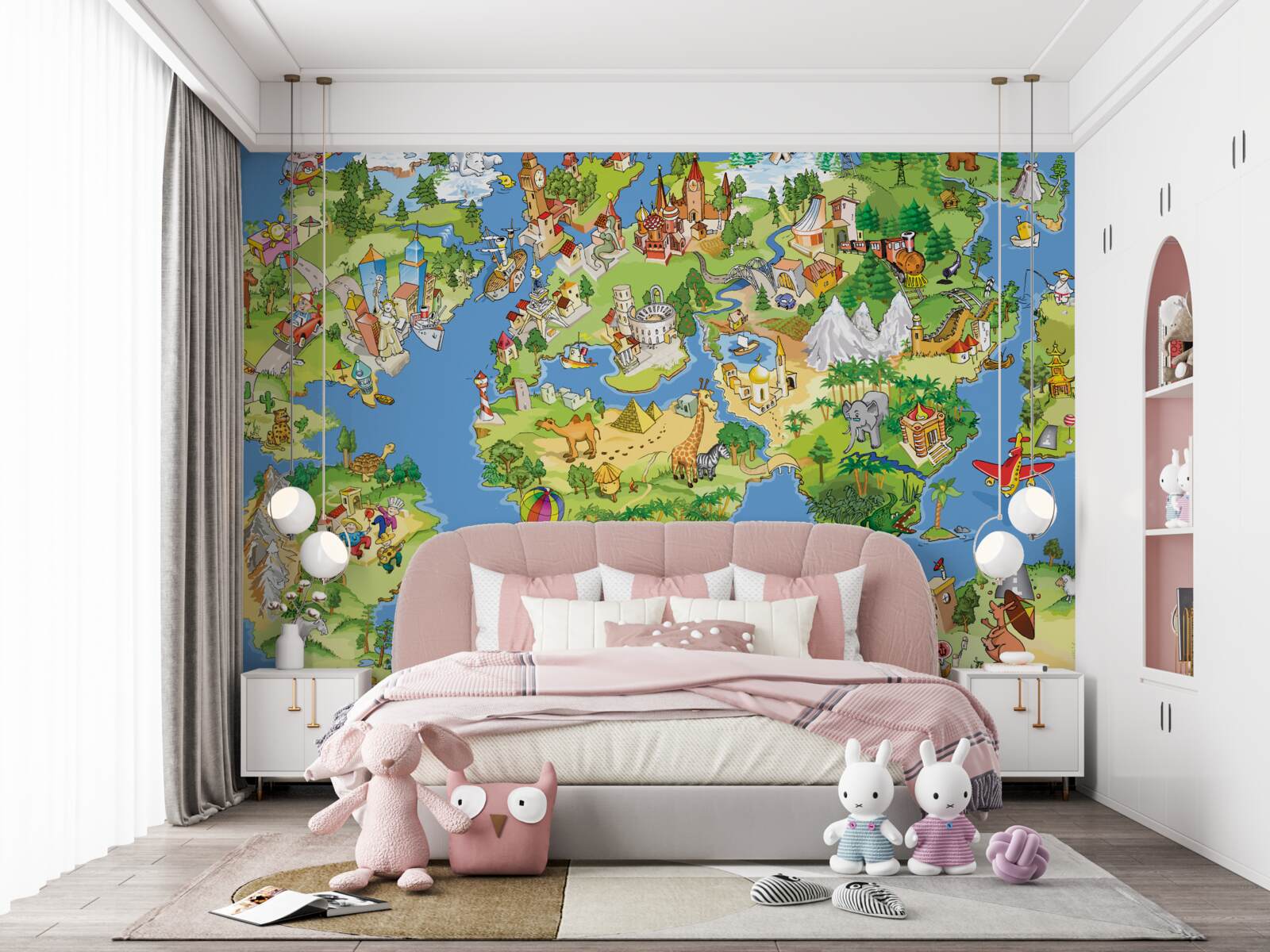 Fototapeta mapa sveta s podrobnosťami pre deti