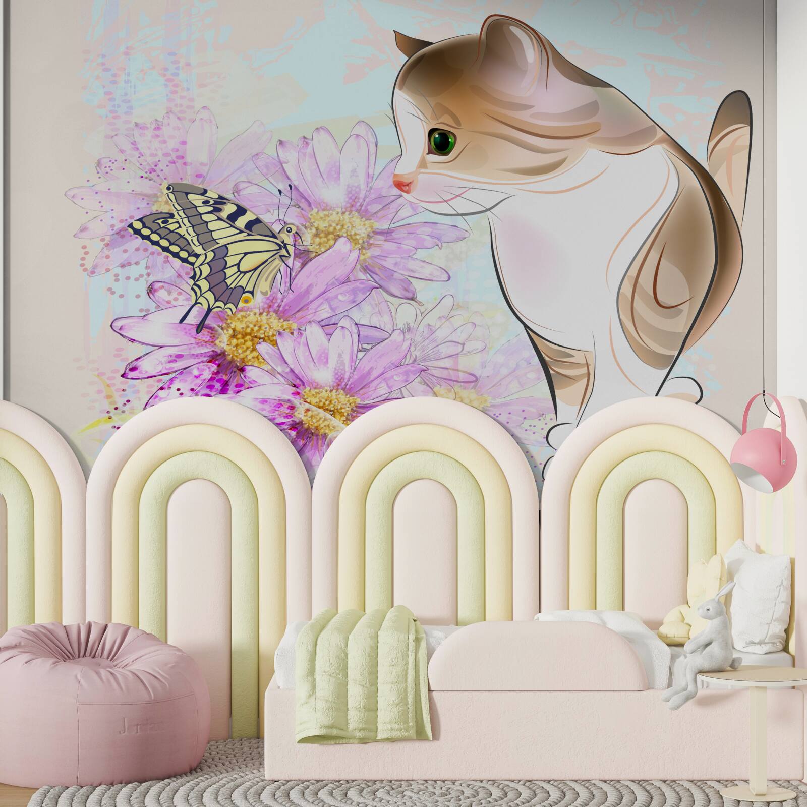 Fototapeta motýľ upútal pozornosť mačky