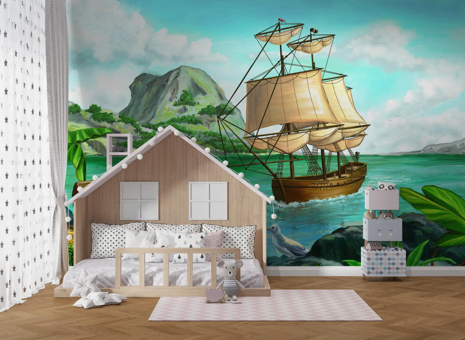 Fototapeta poklad na palube lode sa blíži k pobrežiu