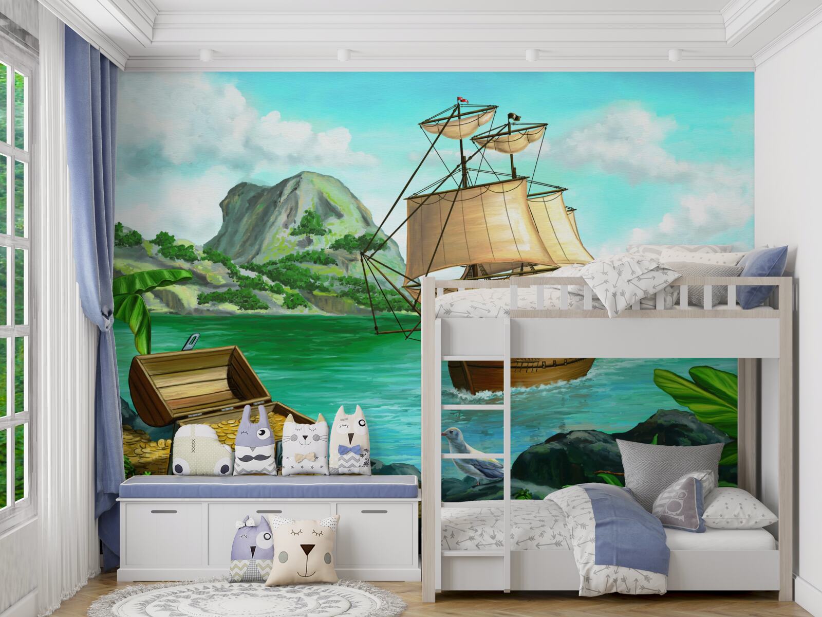 Fototapeta poklad na palube lode sa blíži k pobrežiu