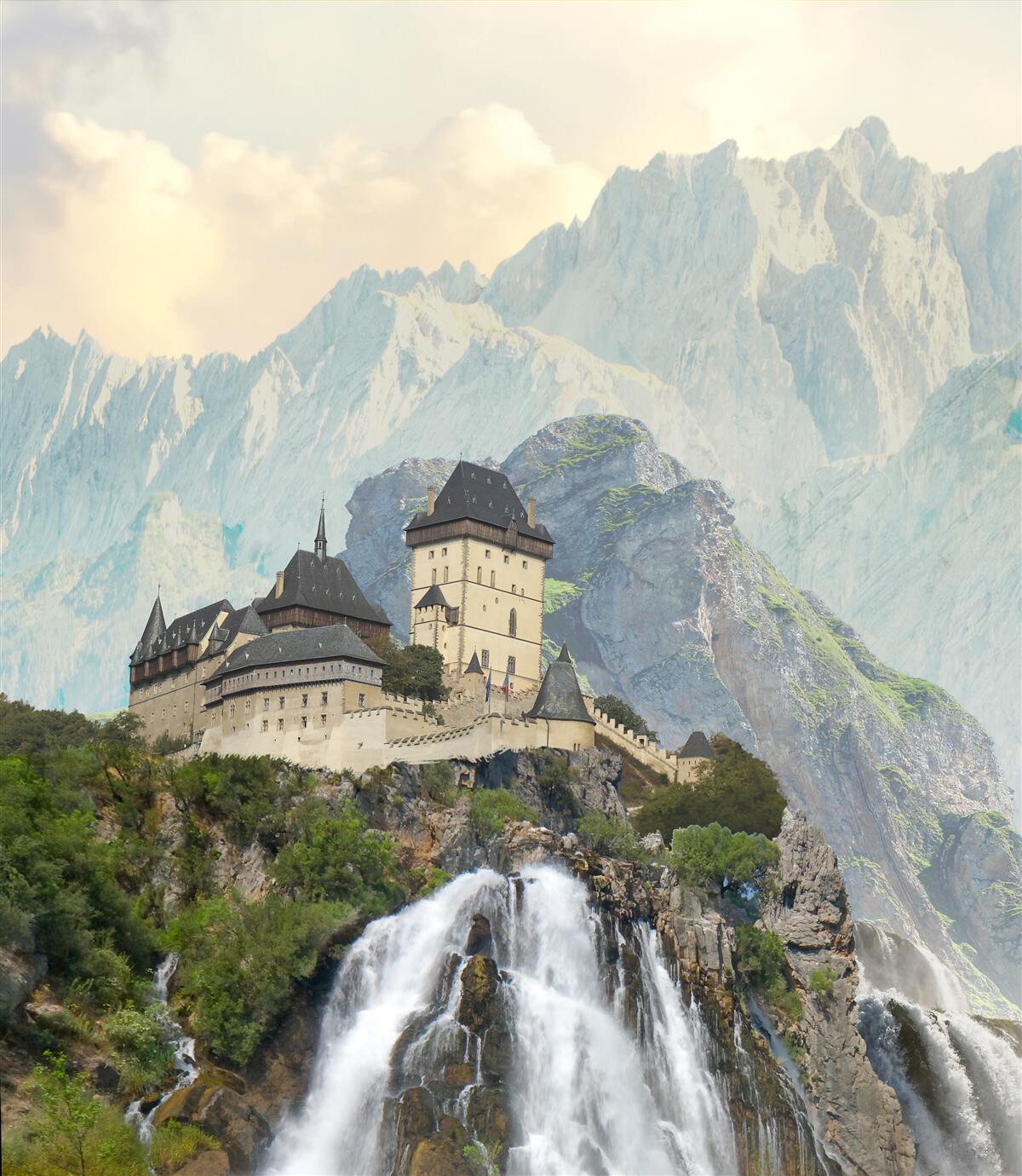 Fototapeta Karlštejn je hrad nachádzajúci sa v horách