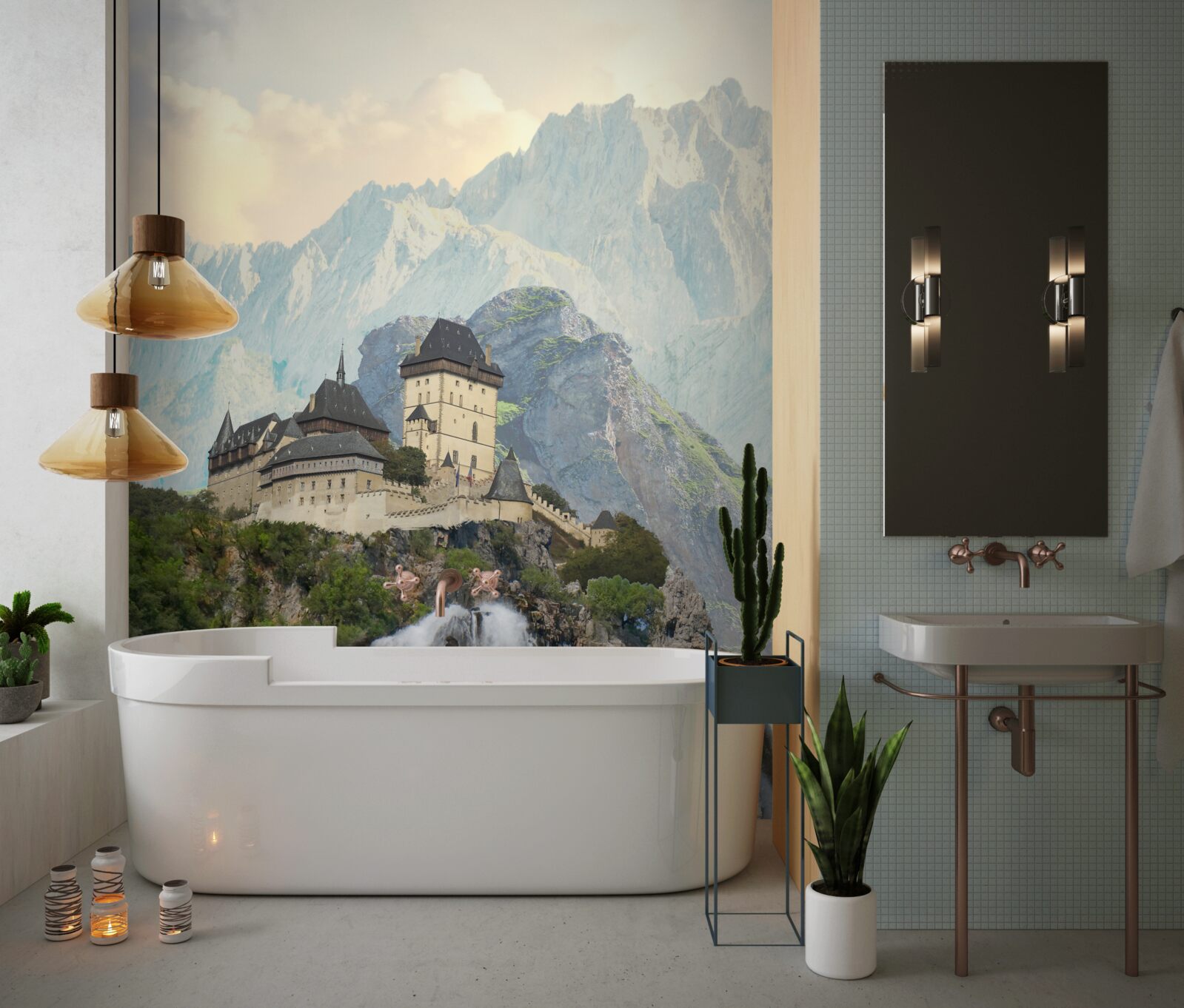 Fototapeta Karlštejn je hrad nachádzajúci sa v horách