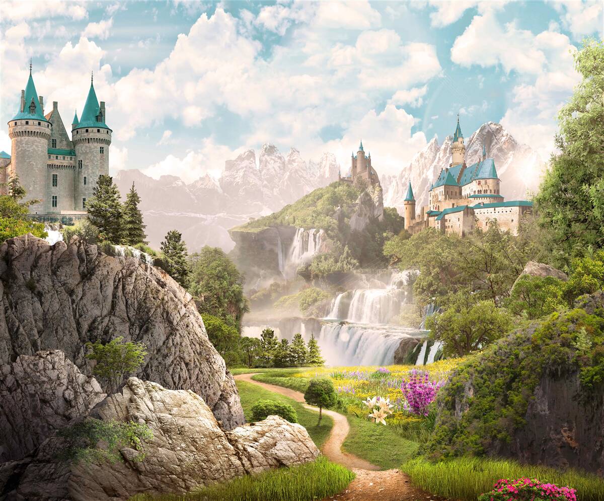 Fototapeta výhľad na hrady a vodopády