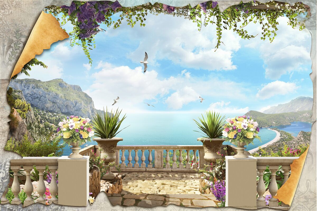 Fototapeta panoramatický výhľad na more z balkóna