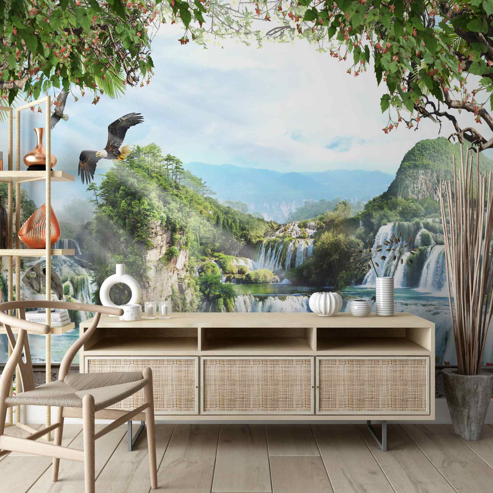 Fototapeta panoráma nádherných vysokých vodopádov