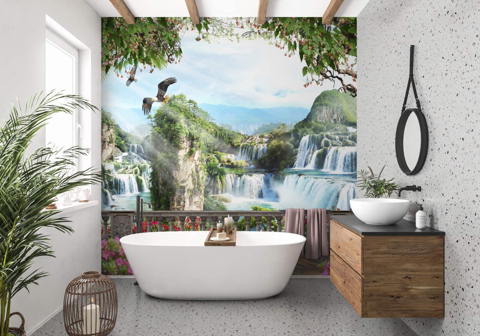 Fototapeta panoráma nádherných vysokých vodopádov