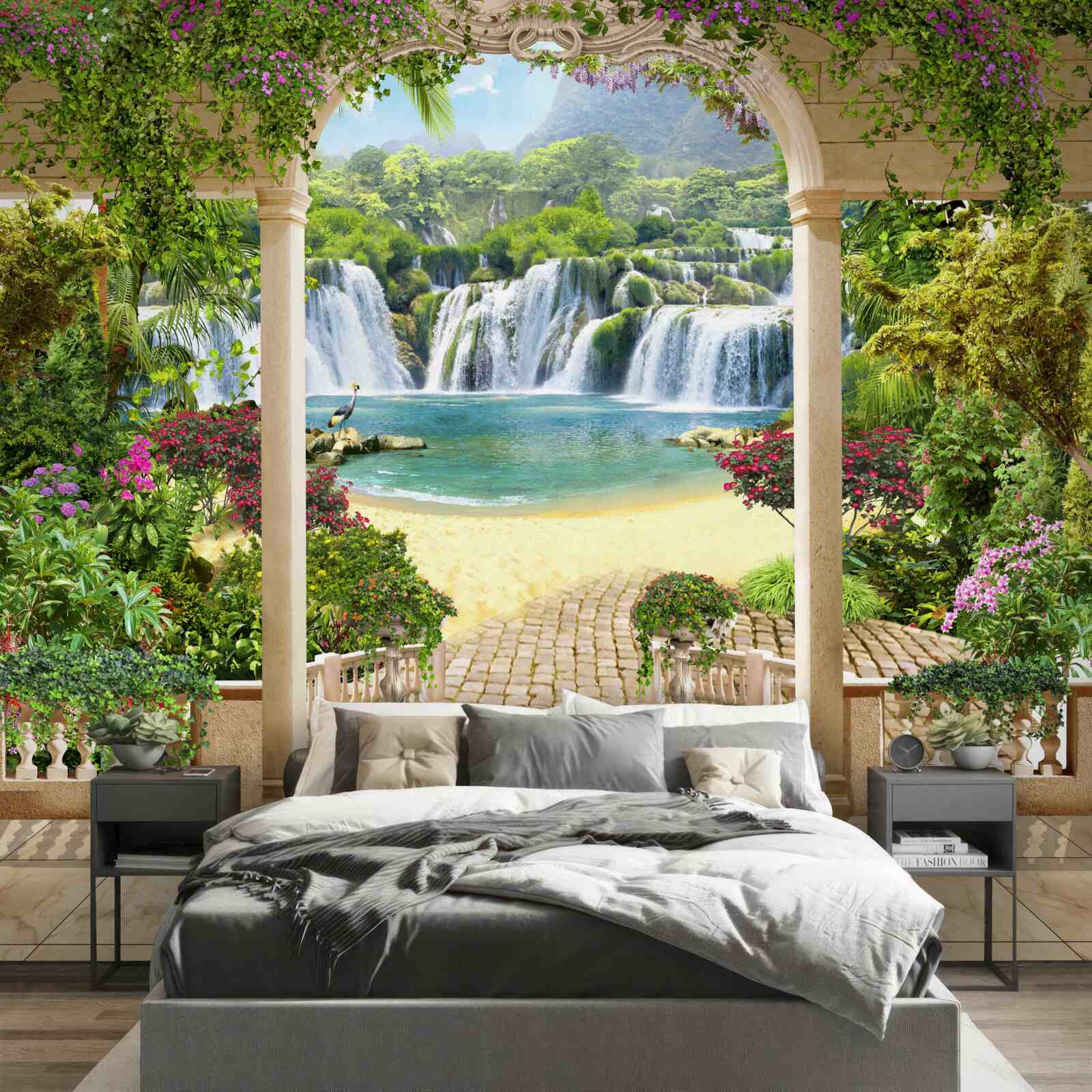 Fototapeta pohľad na vodopád cez oblúk