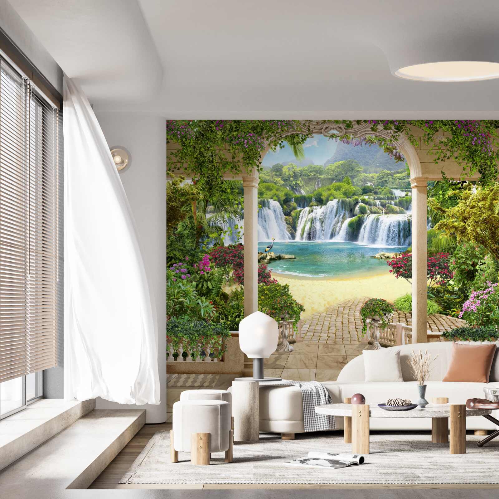 Fototapeta pohľad na vodopád cez oblúk