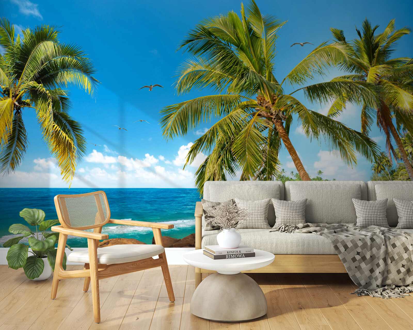 Fototapeta vysoké palmy blízko pobrežia